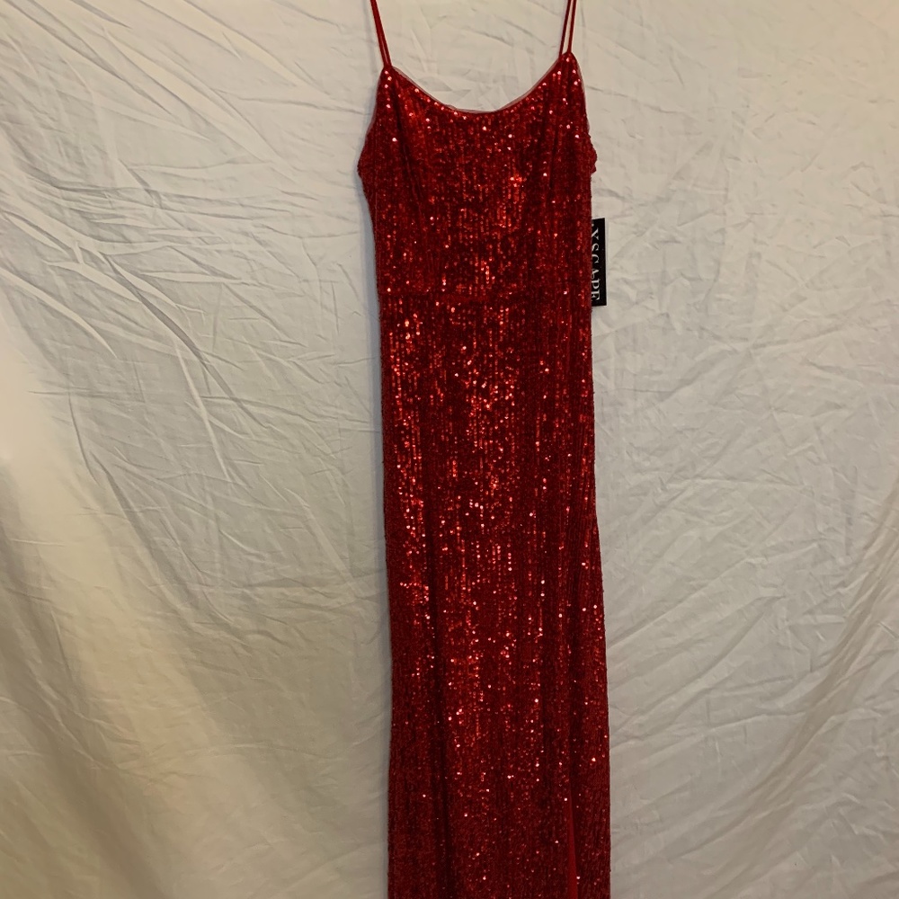 XSCAPE  Red Sequence  Formal Long Dress New w/ Tag